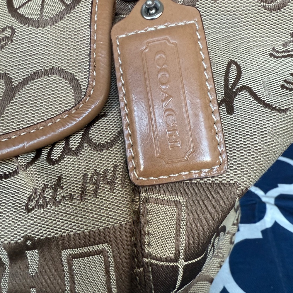 Vintage Coach Horse & Carriage Canvas Tote Brown Leather Trim Y2K Shoulder Bag - Picture 2 of 12